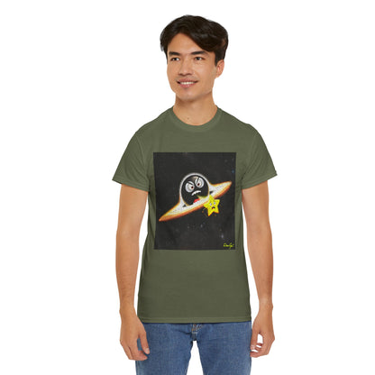 BlackHole Chasing Star, Space-Themed Unisex Heavy Cotton Tee with Cartoon Penguin Design, graphic design, png