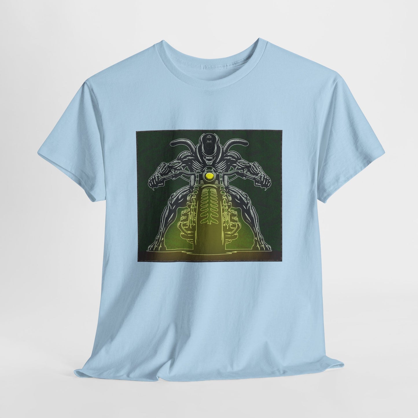 Alien Biker Neon Sci‑Fi Motorcycle T-Shirt