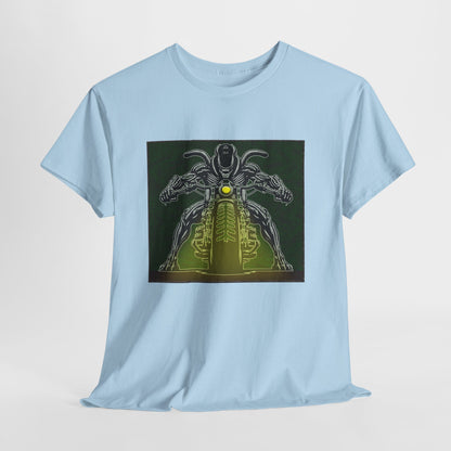 Alien Biker Neon Sci‑Fi Motorcycle T-Shirt