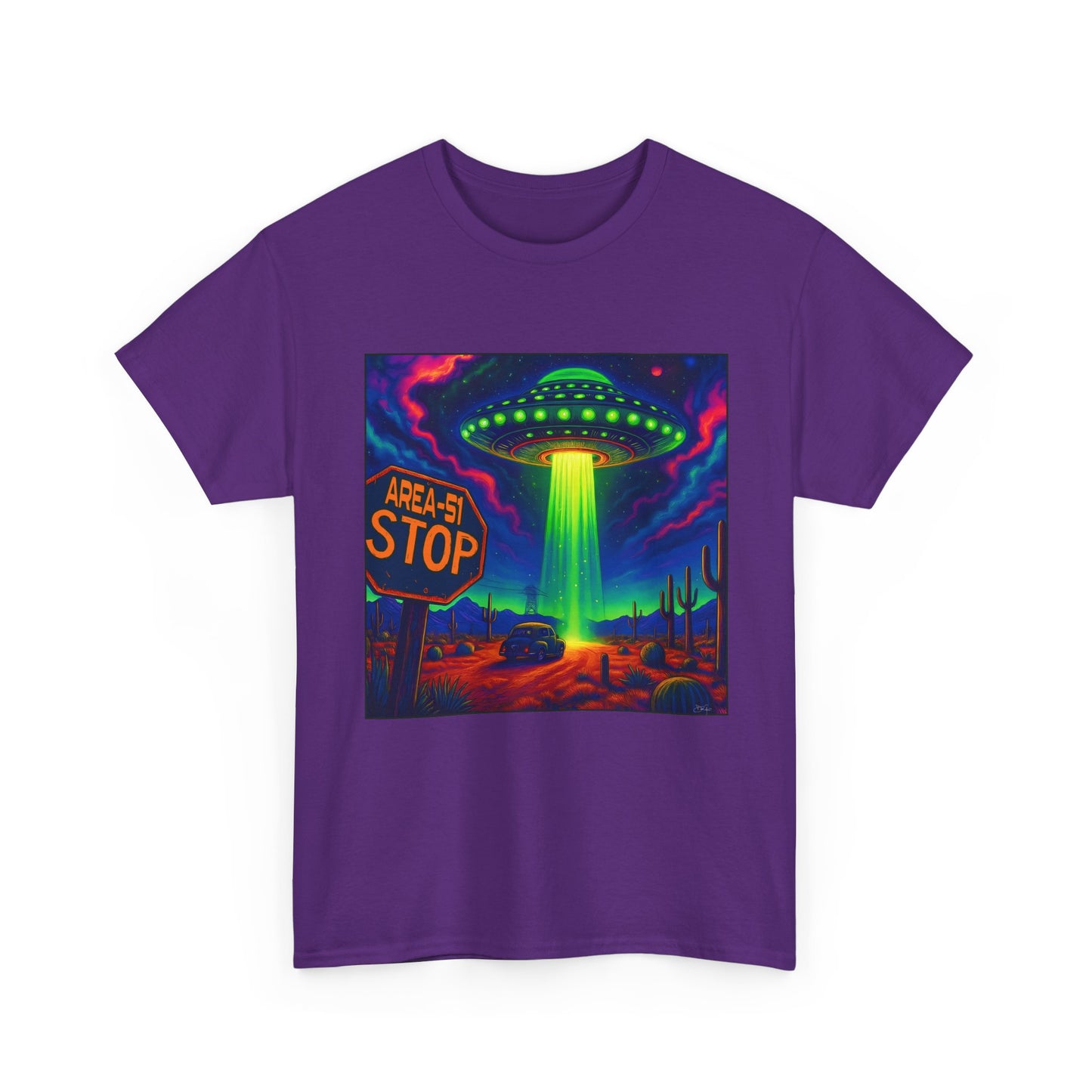 Area 51 Stop UFO Abduction T-Shirt — Neon Alien Invasion Tee