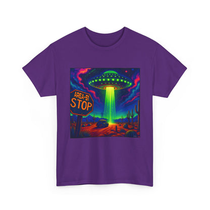 Area 51 Stop UFO Abduction T-Shirt — Neon Alien Invasion Tee