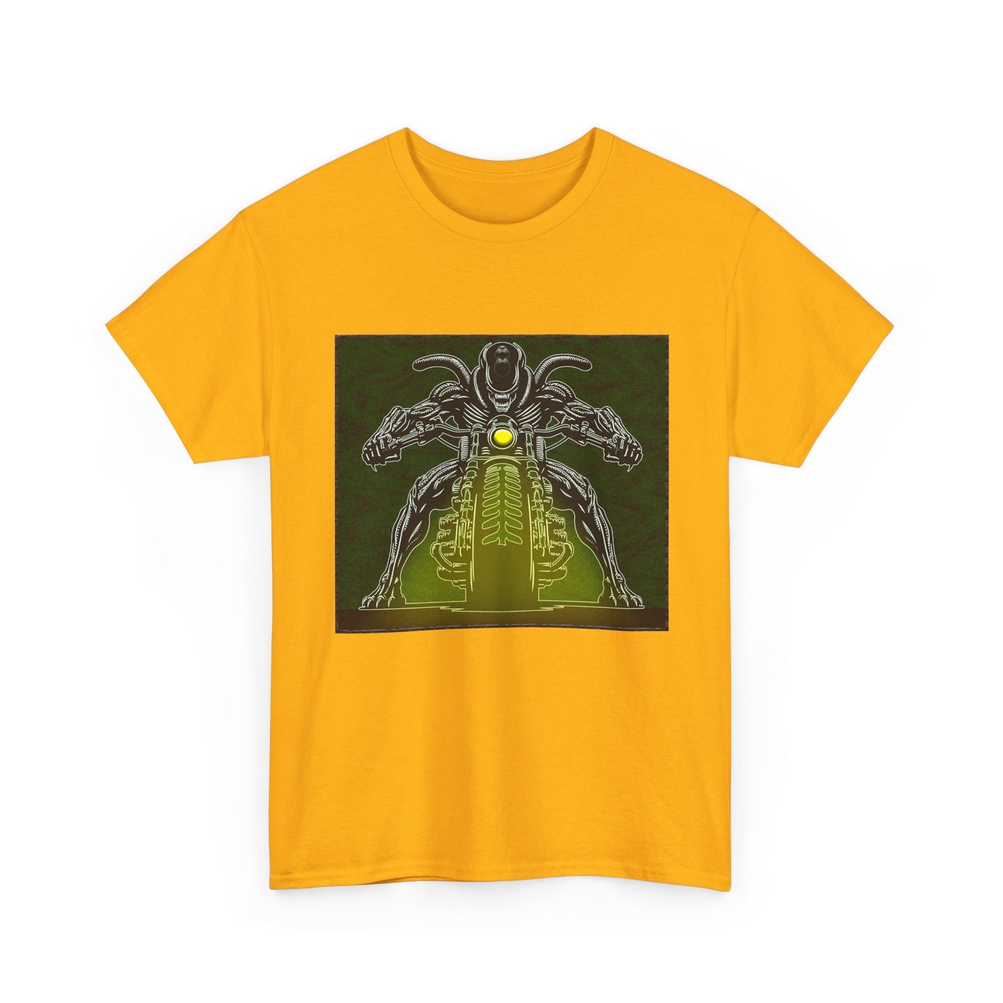 Alien Biker Neon Sci‑Fi Motorcycle T-Shirt