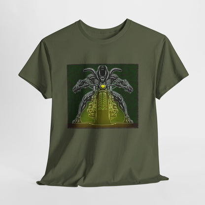 Alien Biker Neon Sci‑Fi Motorcycle T-Shirt