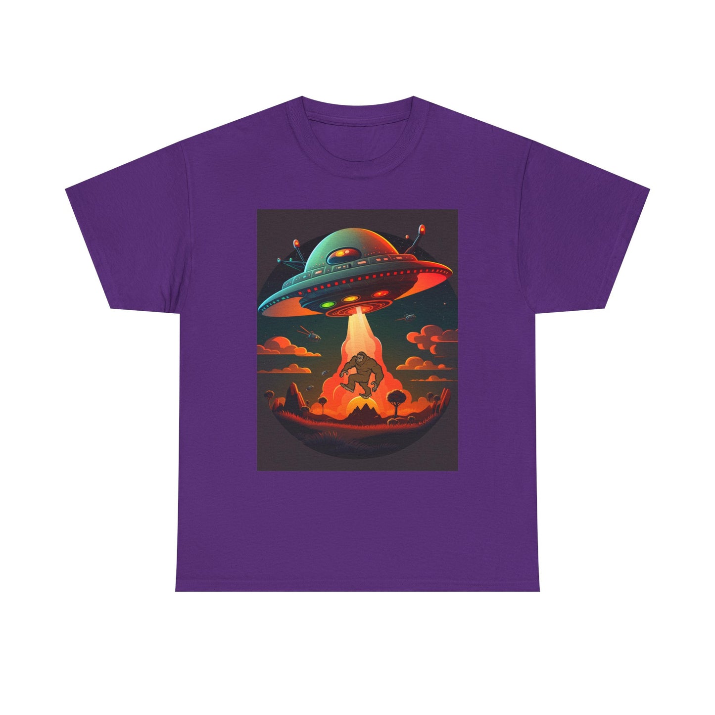 UFO, Bigfoot, Unisex Heavy Cotton Tee, graphic design, t-shirt, t-shirts, tshirts, png