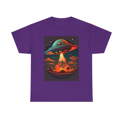 UFO, Bigfoot, Unisex Heavy Cotton Tee, graphic design, t-shirt, t-shirts, tshirts, png