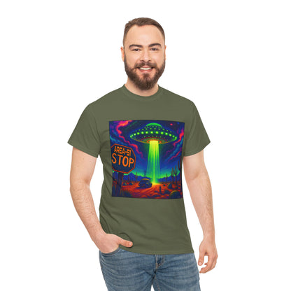 Area 51 Stop UFO Abduction T-Shirt — Neon Alien Invasion Tee