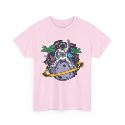 Cosmic Adventure, Unisex Heavy Cotton Tee - Astronaut & Planet Design, graphic design, png, art