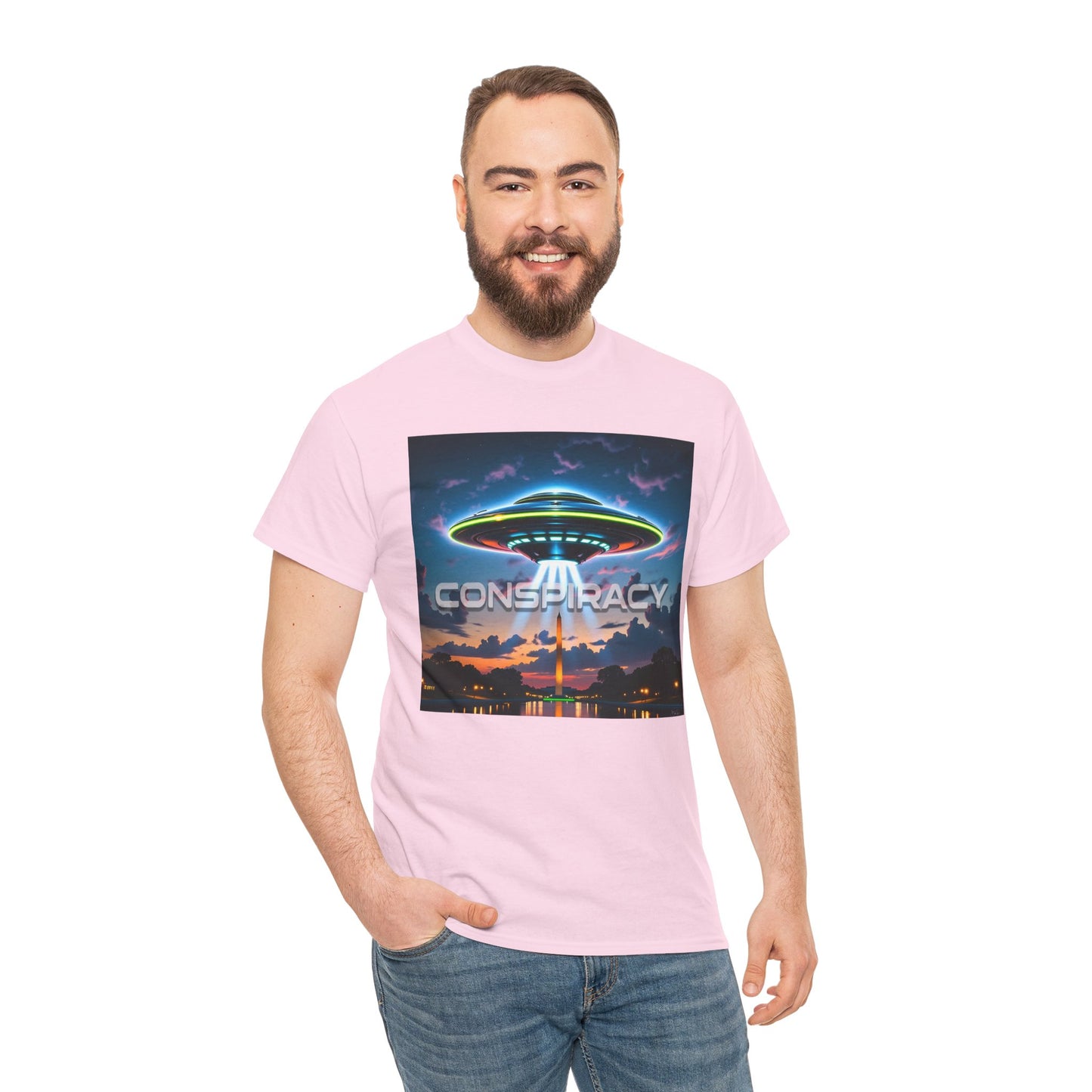 Retro Neon Alien UFO T-Shirt — "Conspiracy at DC" Graphic Tee