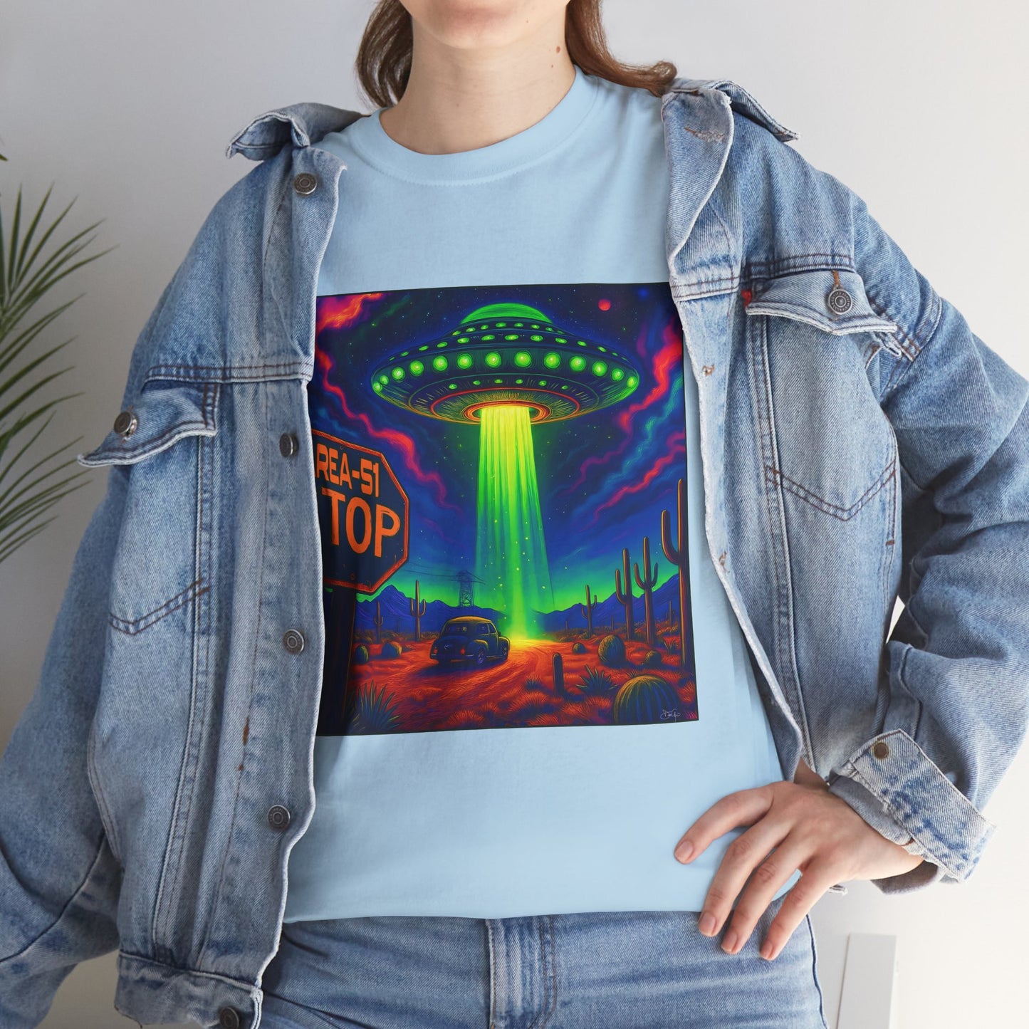 Area 51 Stop UFO Abduction T-Shirt — Neon Alien Invasion Tee