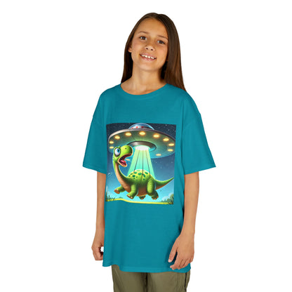 Dinosaur UFO Kids Tee, Fun Graphic Shirt for Boys and Girls, Perfect for Birthdays, Parties, Casual Wear, Gifts, tshirt, t-shirt