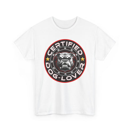 Certified Dog Lover Unisex Tee - Bulldog Print Design, GraphicTees, t-shirt, tshirt, png
