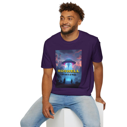 Roswell Probed Retro T-Shirt - Alien UFO Lover Gift, Sci-Fi Apparel, Extraterrestrial Tee, Unisex Softstyle Clothing, graphic design, png