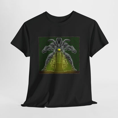 Alien Biker Neon Sci‑Fi Motorcycle T-Shirt
