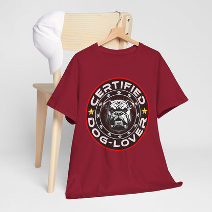 Certified Dog Lover Unisex Tee - Bulldog Print Design, GraphicTees, t-shirt, tshirt, png