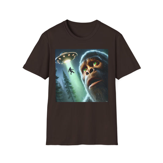 Bigfoot UFO Unisex T-Shirt, Funny Graphic Tee, Gift for Alien Lovers, Unique Summer Shirt, Casual Everyday Wear, t-shirt, tshirts, party