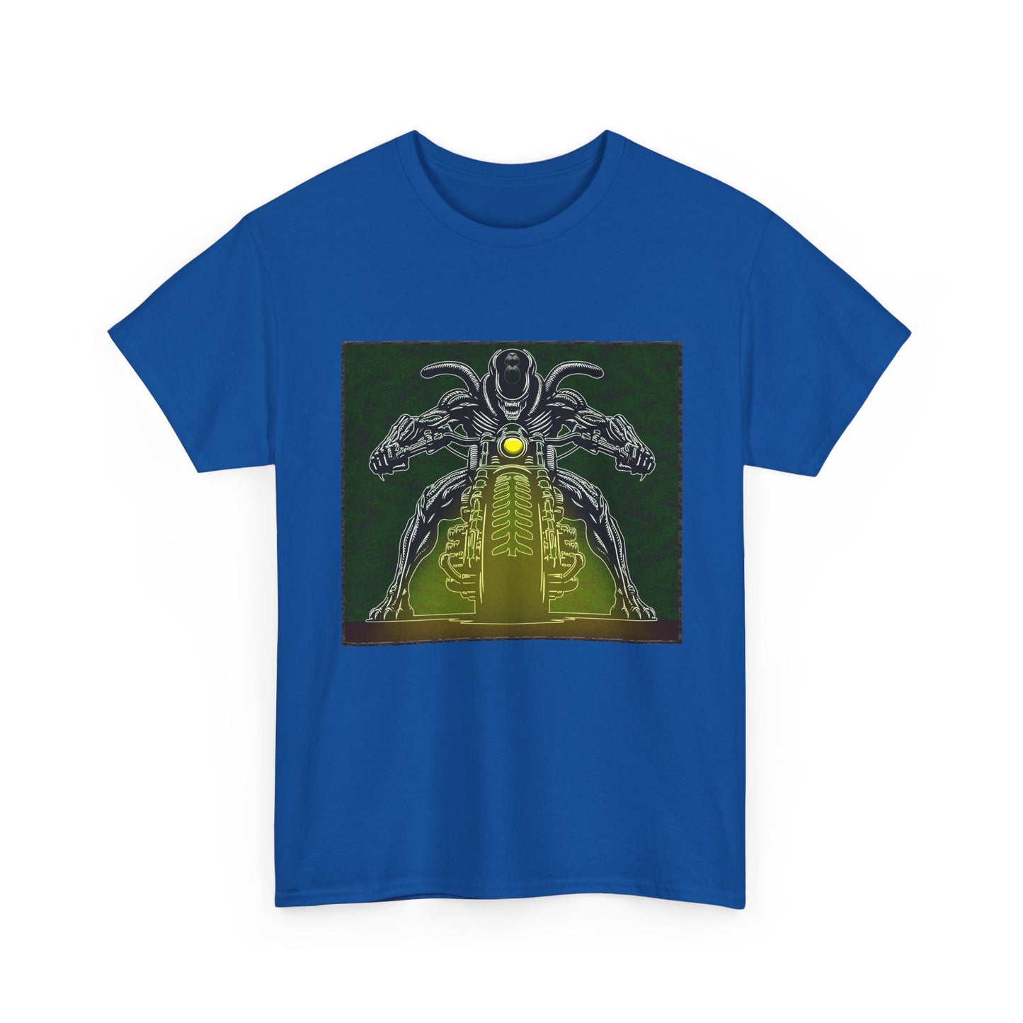 Alien Biker Neon Sci‑Fi Motorcycle T-Shirt