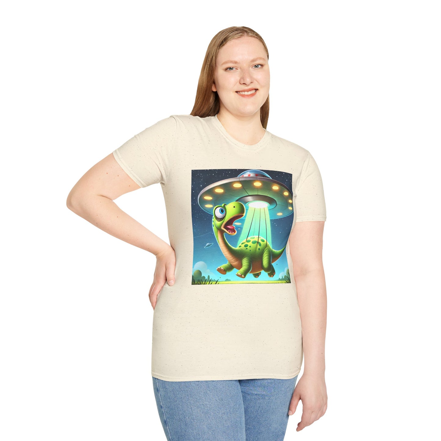 Cute Alien Dinosaur Unisex T-Shirt, Fun Graphic Tee, Kids & Adults, Space Theme, Playful Gift Idea, Birthday, Casual Wear