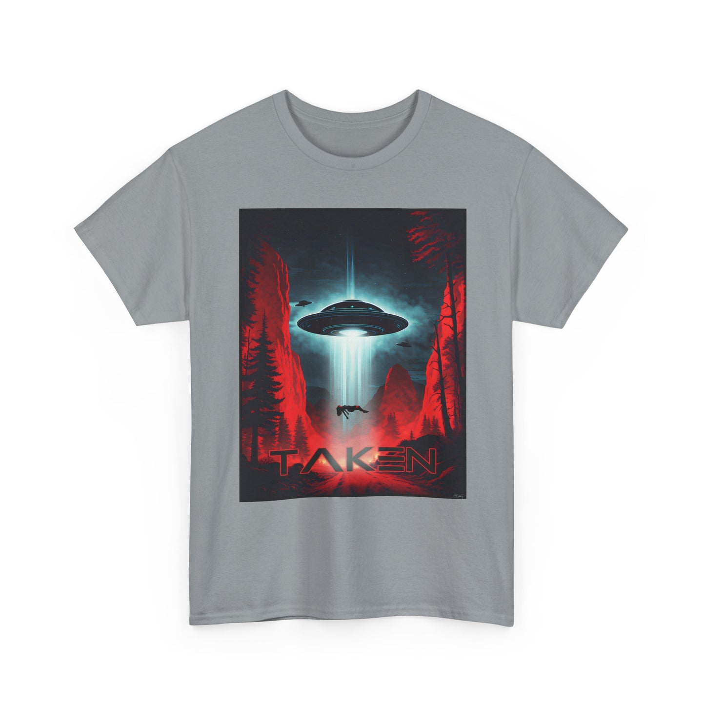 Taken, Unisex Heavy Cotton Tee, UFO inspired t-shirt, graphic design, art, png, t-shirts, tshirts, tee
