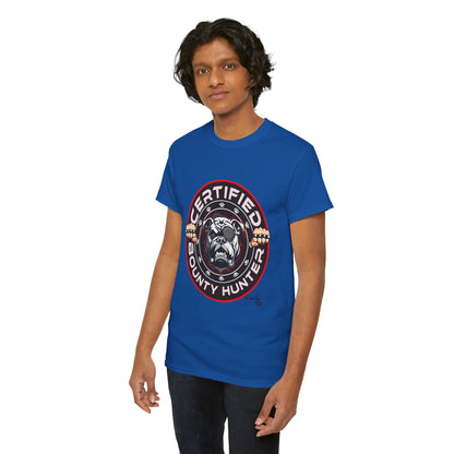 Certified Bounty Hunter, Unisex Heavy Cotton Tee, comedy, bulldog, print design, png, GraphicTees