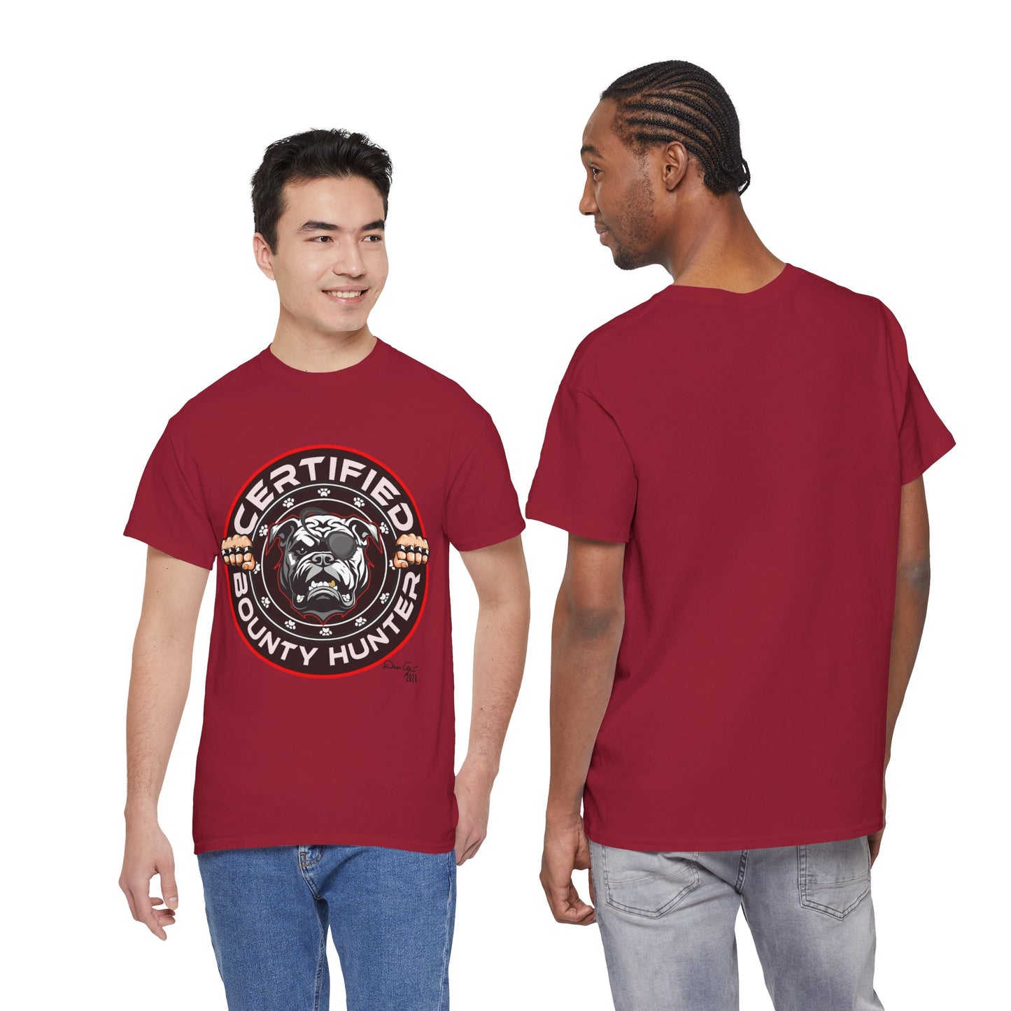 Certified Bounty Hunter, Unisex Heavy Cotton Tee, comedy, bulldog, print design, png, GraphicTees