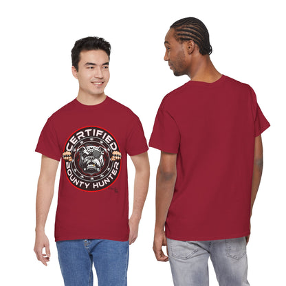 Certified Bounty Hunter, Unisex Heavy Cotton Tee, comedy, bulldog, print design, png, GraphicTees