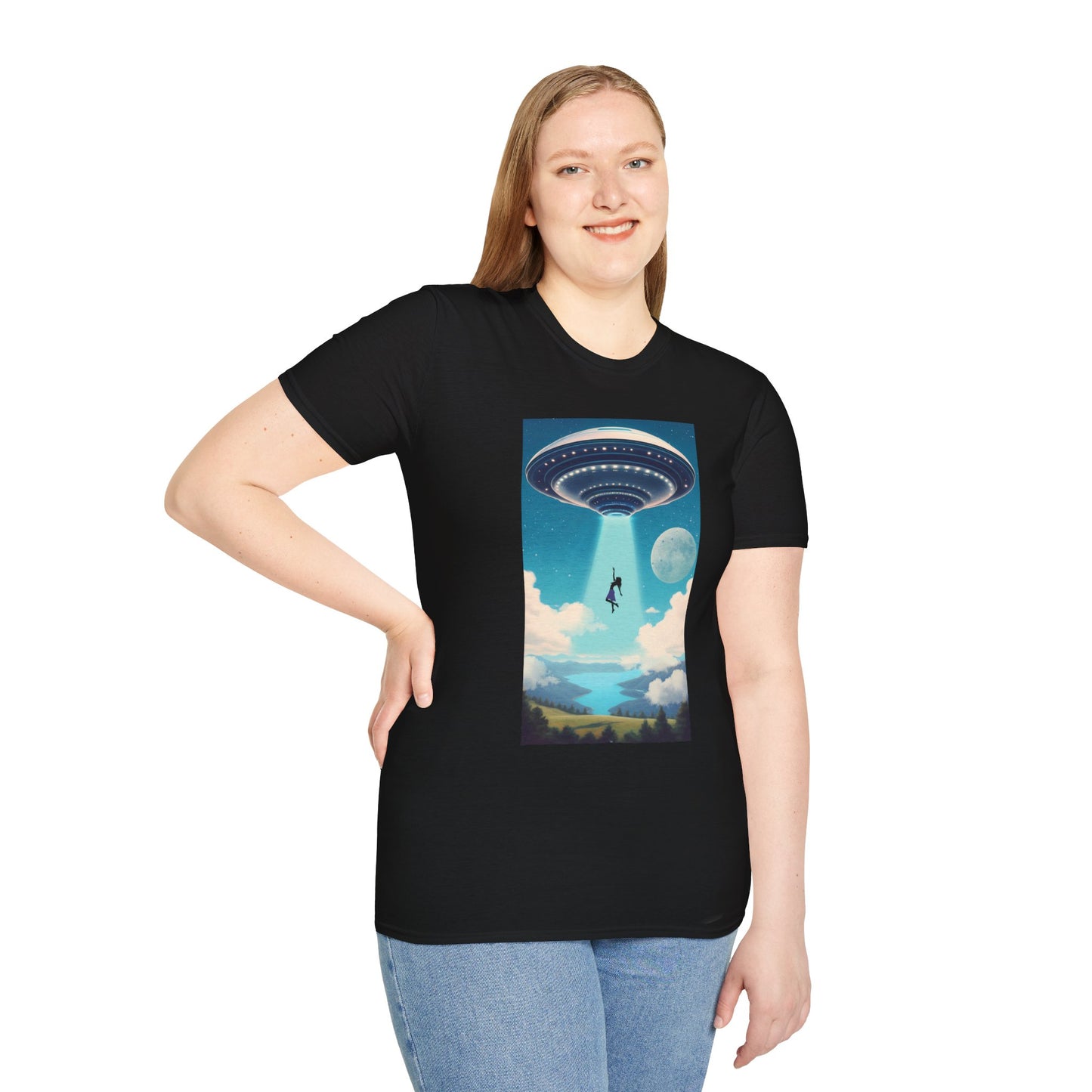 Cosmic Abduction Unisex T-Shirt | Space Alien Tee, UFO Graphic Shirt, Sci-Fi Fan Gift, Casual Style, Cool Vintage Look