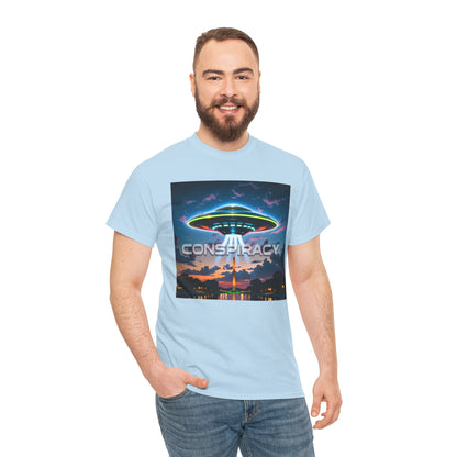Retro Neon Alien UFO T-Shirt — "Conspiracy at DC" Graphic Tee