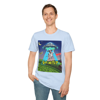Got Milk? Funny Unisex Softstyle T-Shirt, Humorous Tee, Perfect for Cow Lovers, Milking Day, Farm-themed Gifts, Quirky Apparel, graphic