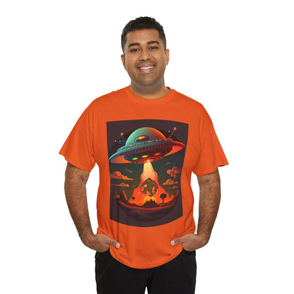 UFO, Bigfoot, Unisex Heavy Cotton Tee, graphic design, t-shirt, t-shirts, tshirts, png