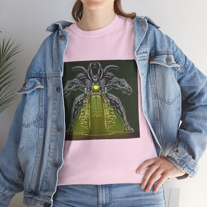 Alien Biker Neon Sci‑Fi Motorcycle T-Shirt