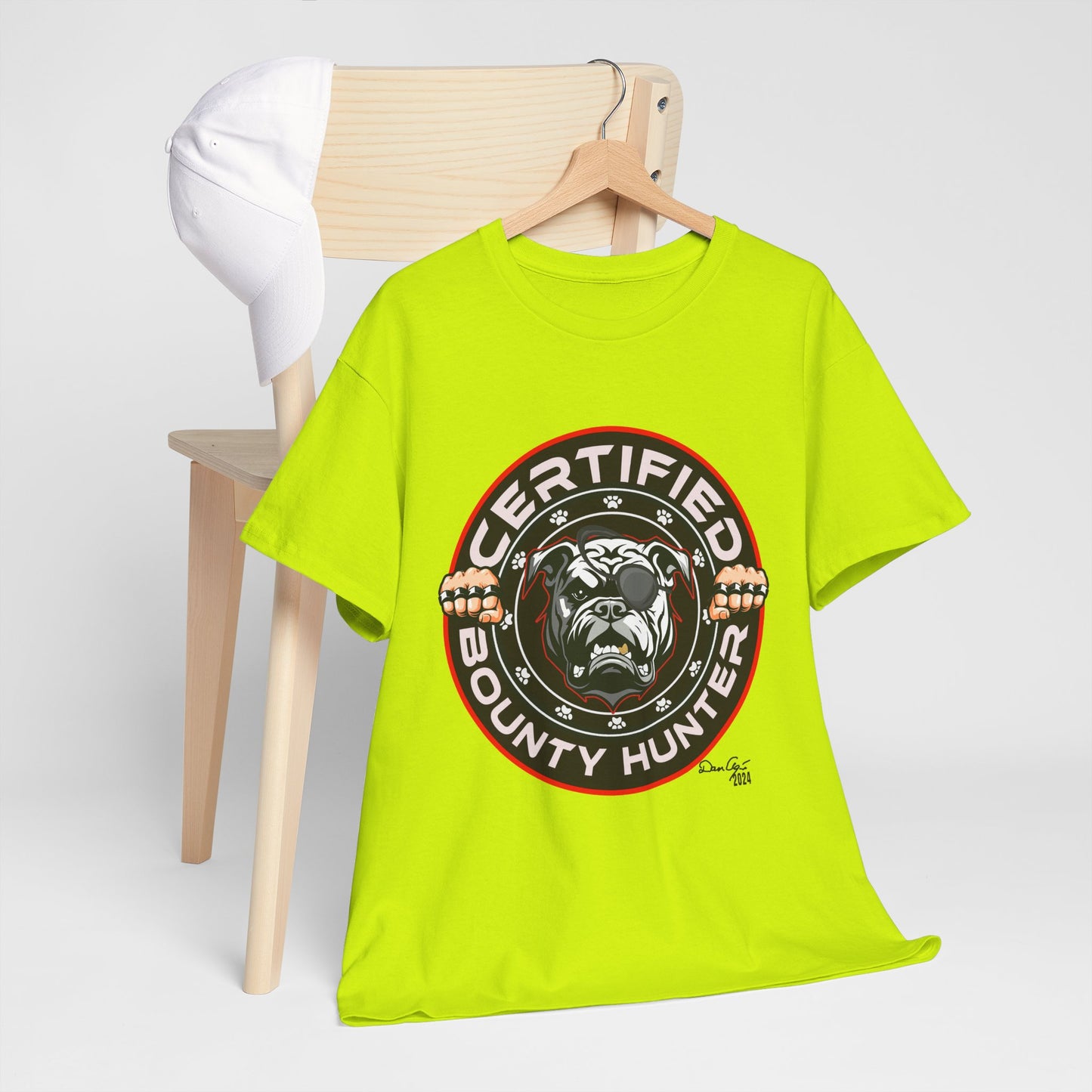 Certified Bounty Hunter, Unisex Heavy Cotton Tee, comedy, bulldog, print design, png, GraphicTees
