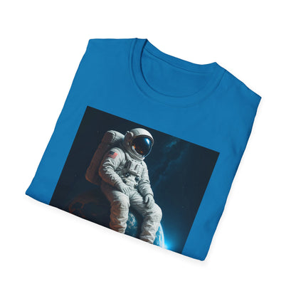 Sitting on an Earth, Cosmic Astronaut T-Shirt, Unisex Graphic Tee, Space Lover Gift, Casual Wear, Astronomy Fan Shirt, Graphic Tee, t-shirt, tshirt, png