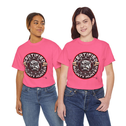 Certified Bounty Hunter, Unisex Heavy Cotton Tee, comedy, bulldog, print design, png, GraphicTees