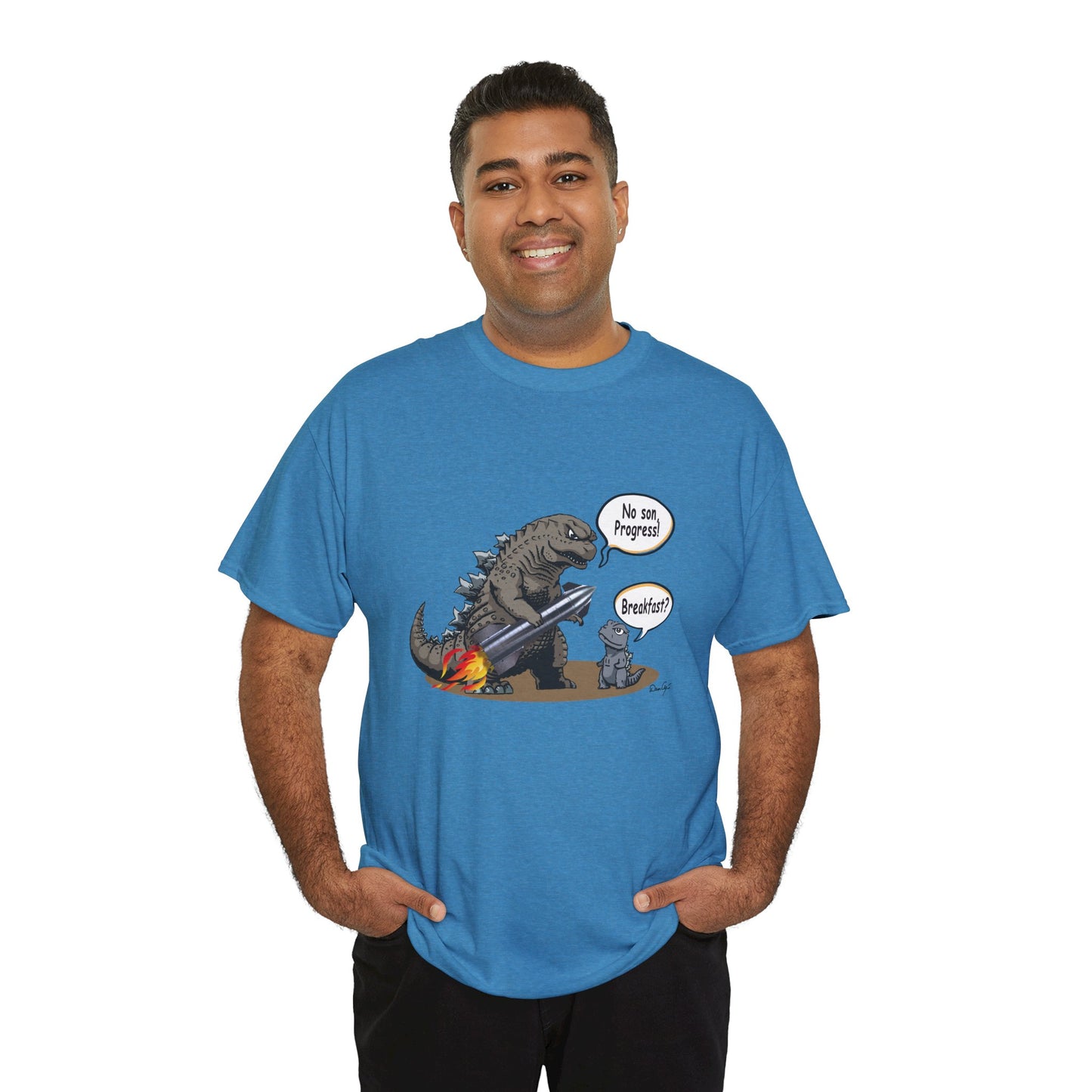 Godzilla, Son and SpaceX, Unisex Heavy Cotton Tee, print design, t-shirt, t-shirts, t-shirts, png, funny, cartoons, tee