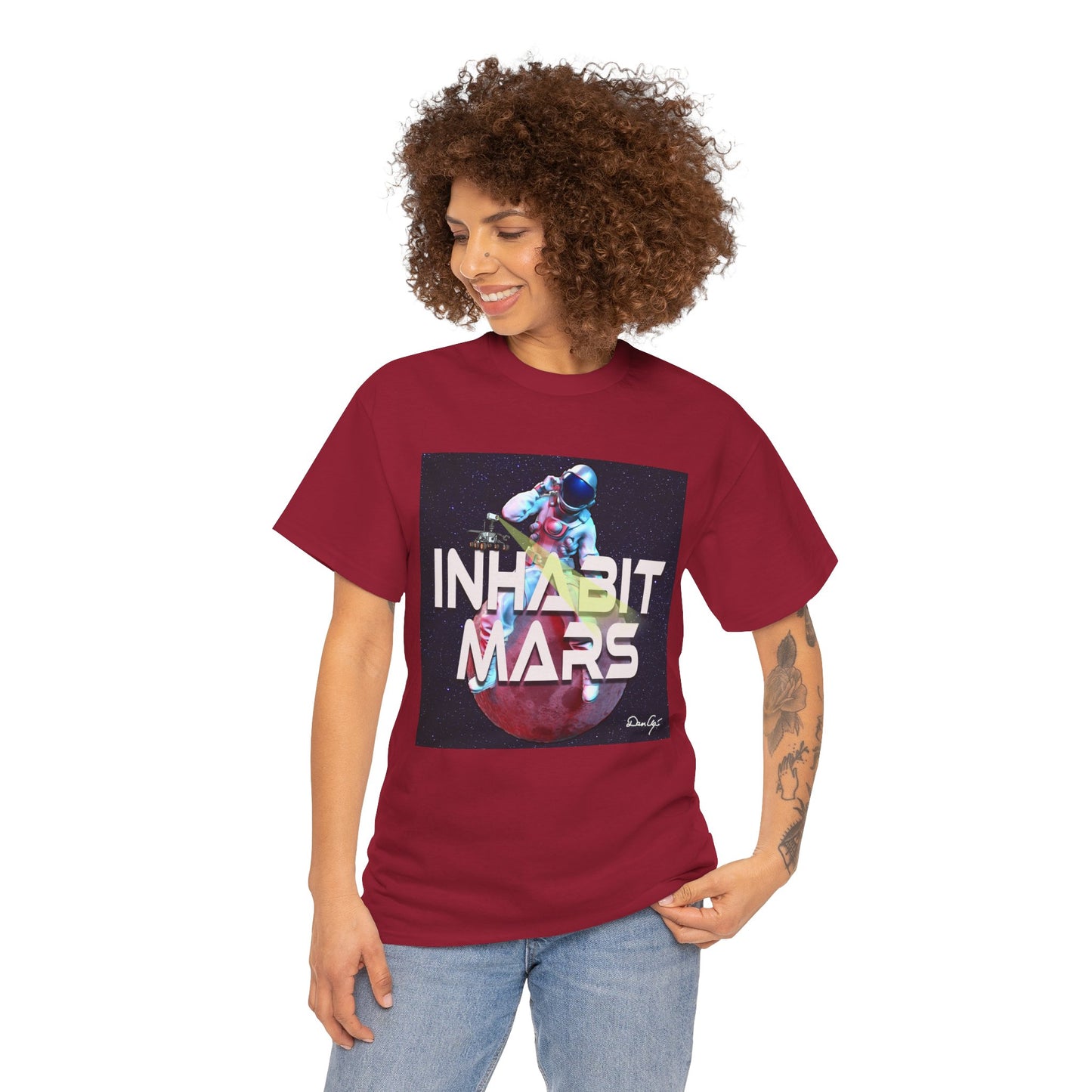 Inhabit Mars, Unisex Heavy Cotton Tee, Space, SpaceX, Universe, UFO, multiverse, graphic design, png, graphic design, t-shirts, tee