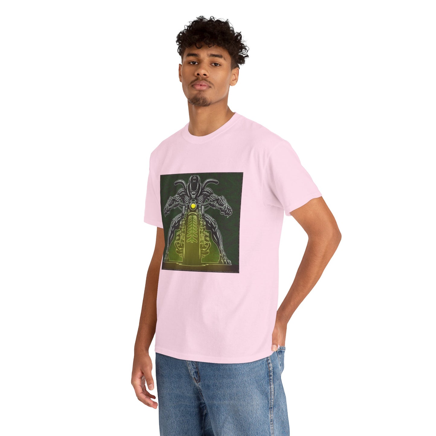 Alien Biker Neon Sci‑Fi Motorcycle T-Shirt