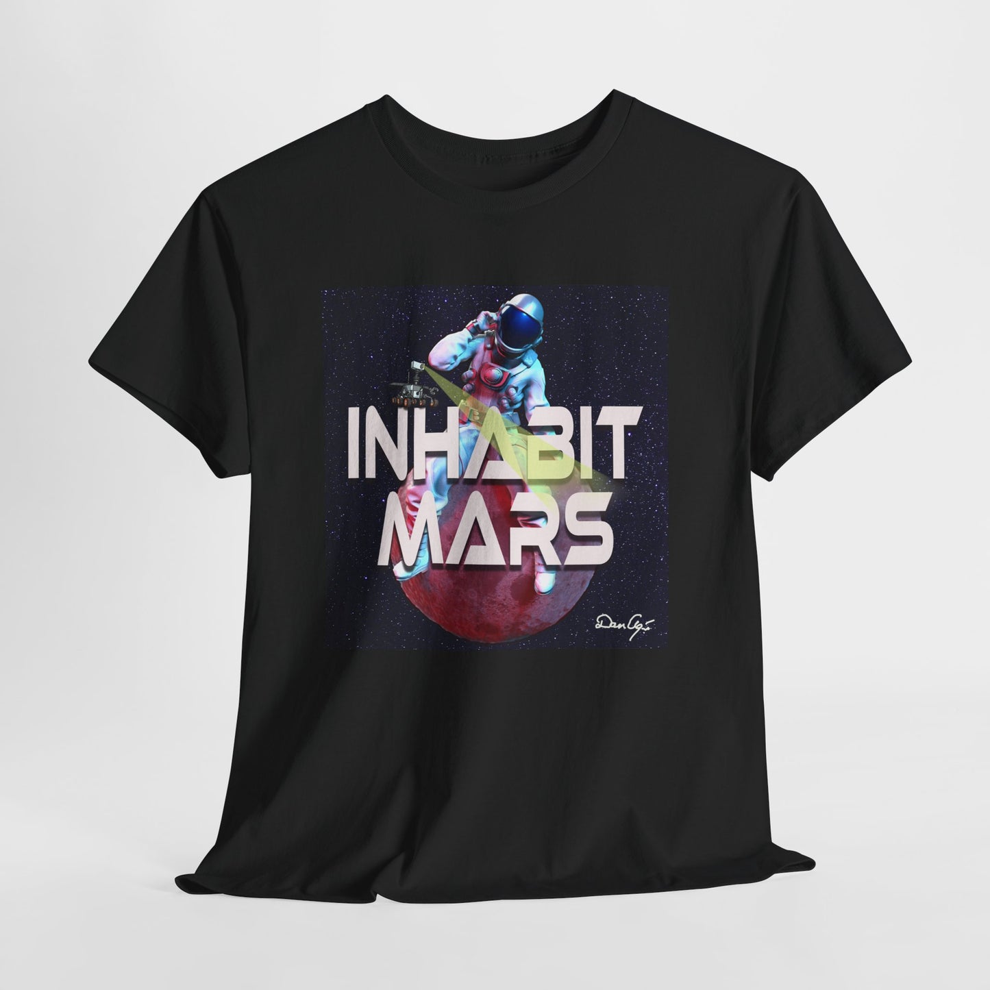 Inhabit Mars, Unisex Heavy Cotton Tee, Space, SpaceX, Universe, UFO, multiverse, graphic design, png, graphic design, t-shirts, tee