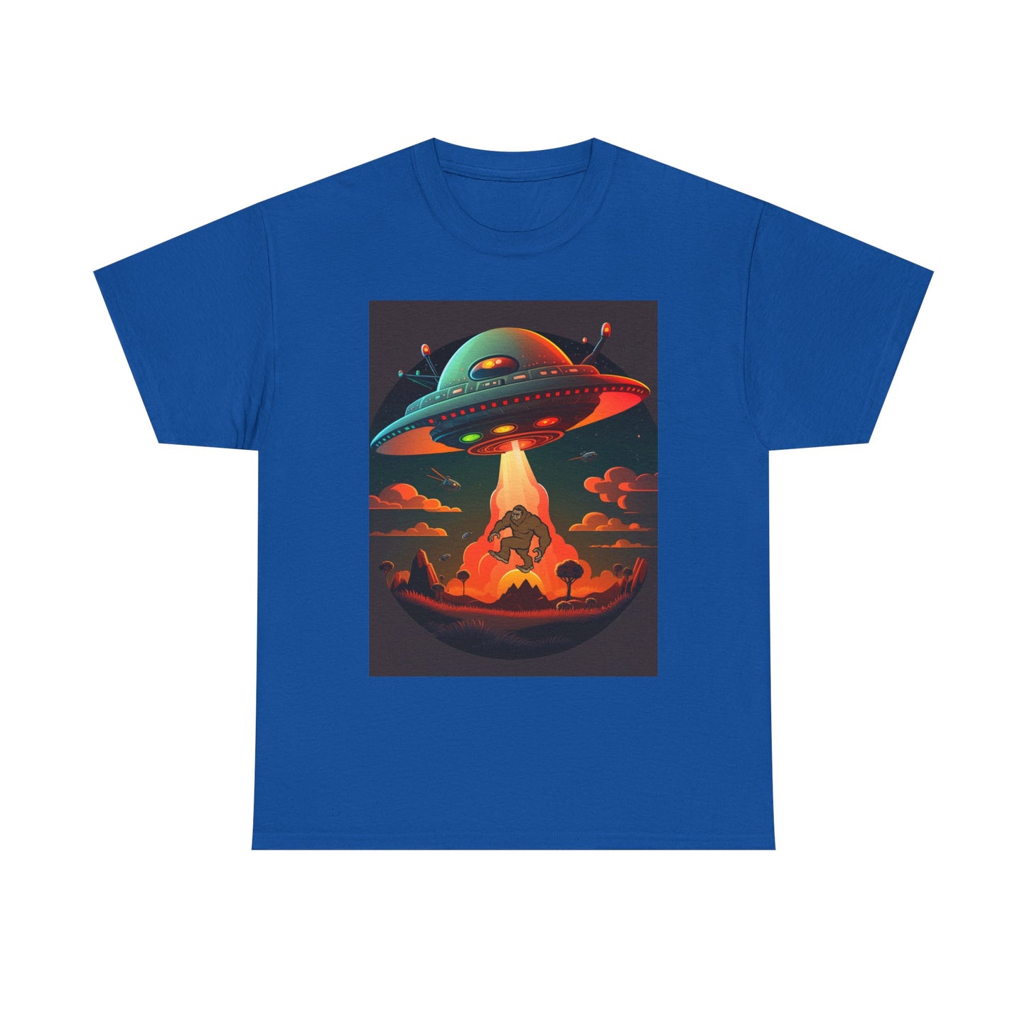 UFO, Bigfoot, Unisex Heavy Cotton Tee, graphic design, t-shirt, t-shirts, tshirts, png