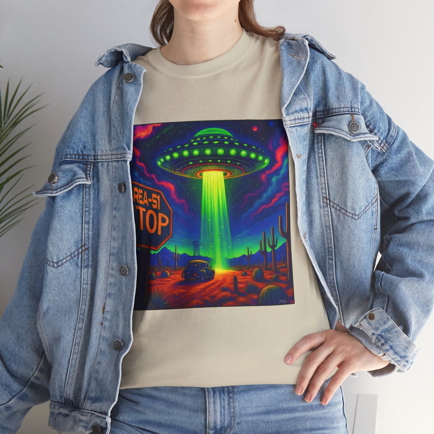 Area 51 Stop UFO Abduction T-Shirt — Neon Alien Invasion Tee