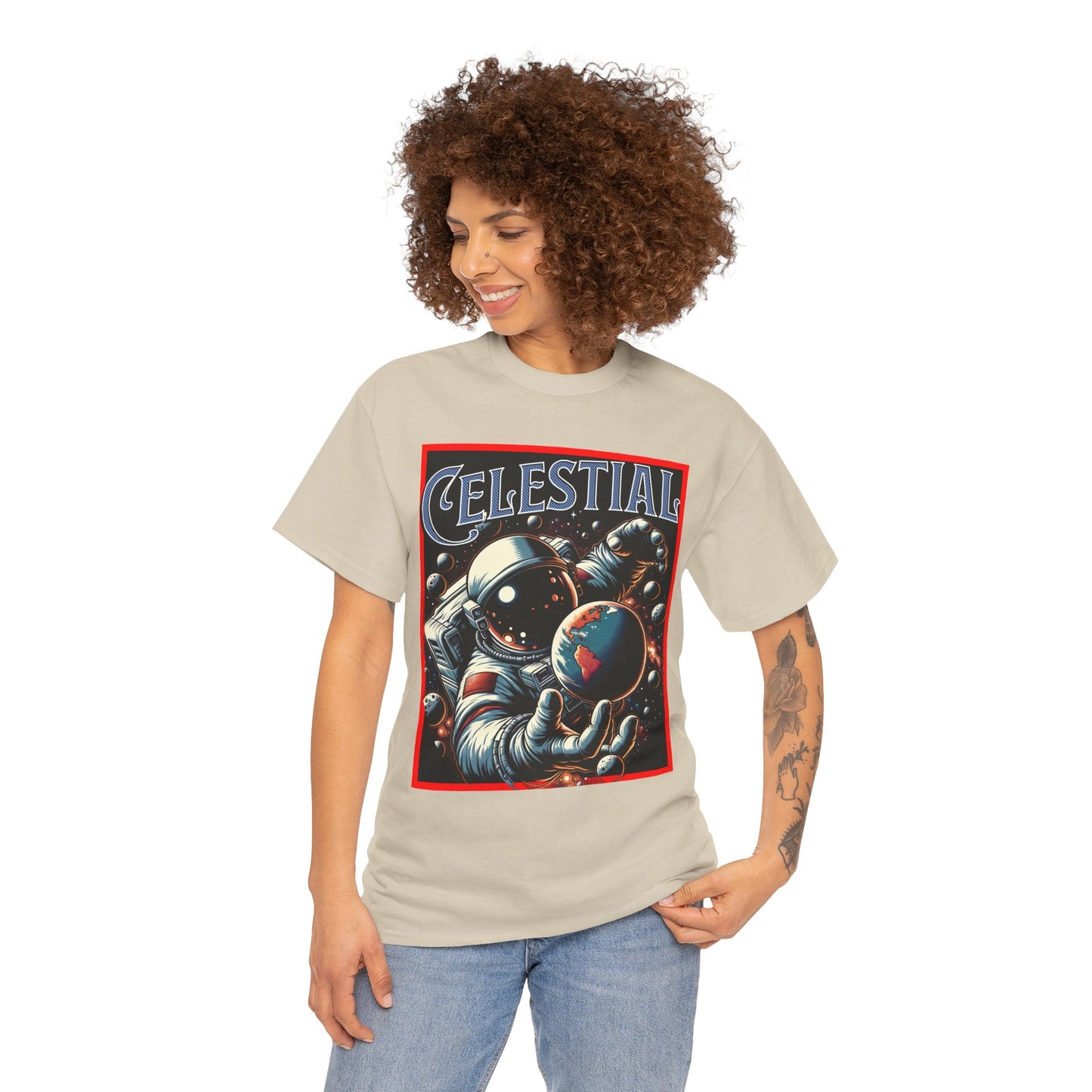 Celestial Astronaut Tee - Unisex Vintage Space Graphic T-Shirt, png, t-shirt, tshirts