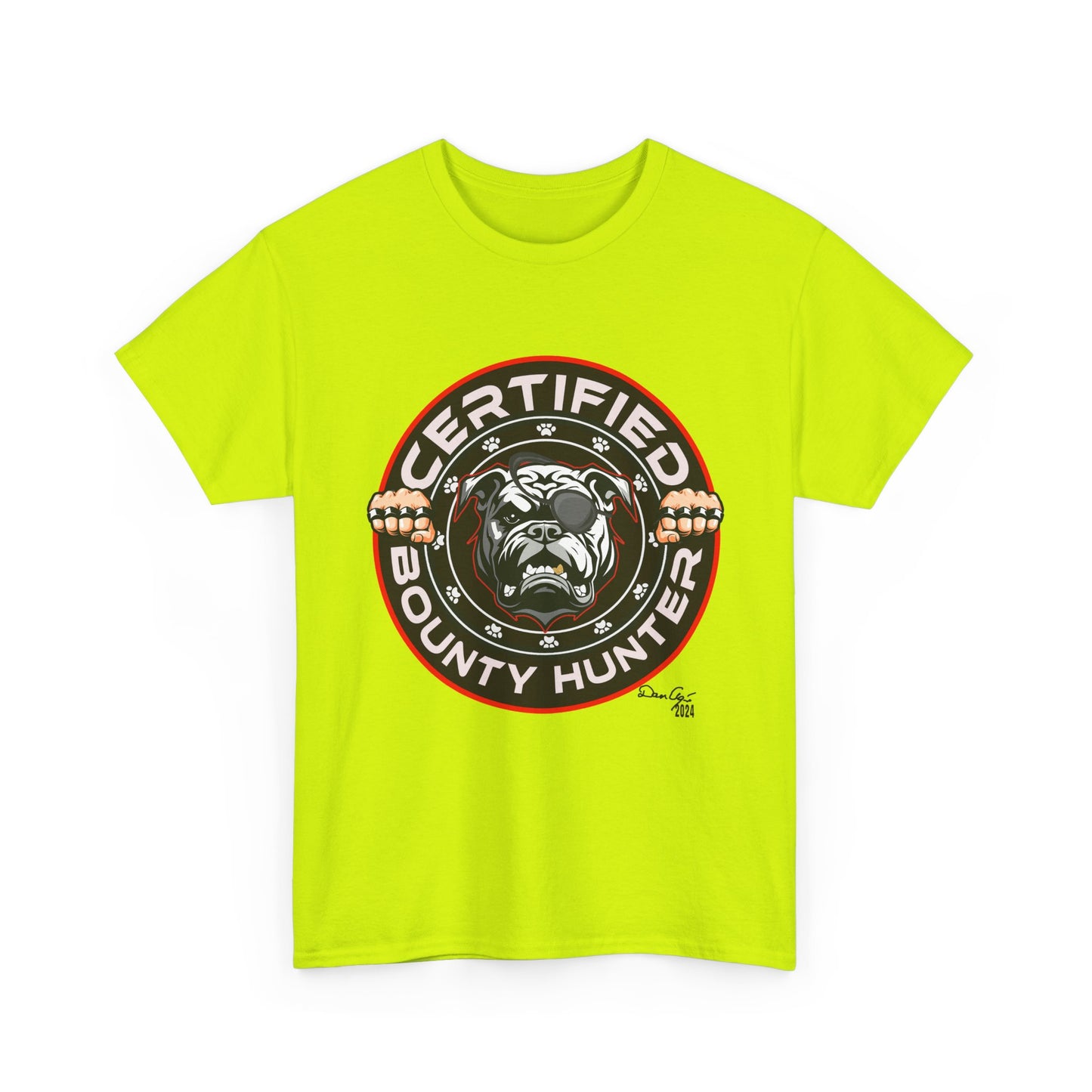 Certified Bounty Hunter, Unisex Heavy Cotton Tee, comedy, bulldog, print design, png, GraphicTees