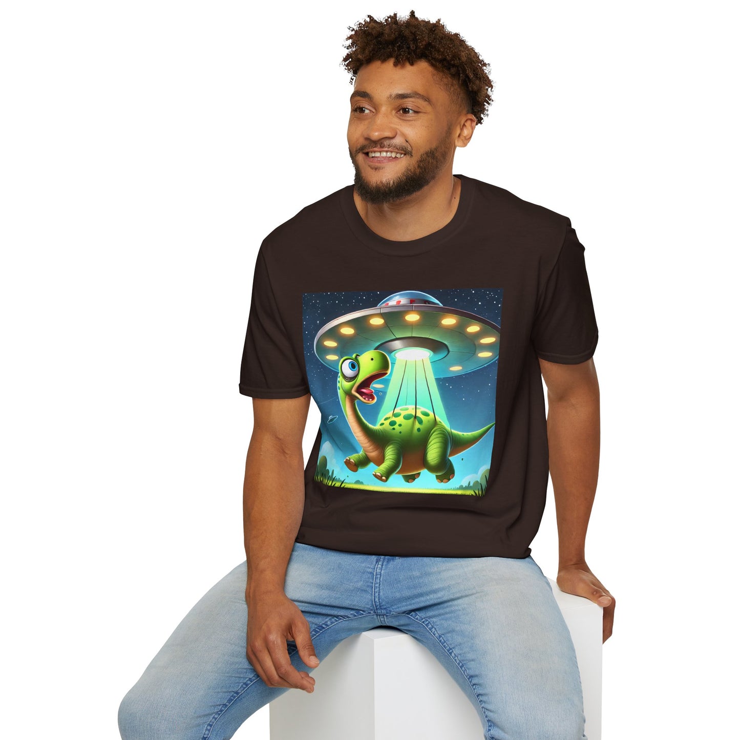 Cute Alien Dinosaur Unisex T-Shirt, Fun Graphic Tee, Kids & Adults, Space Theme, Playful Gift Idea, Birthday, Casual Wear