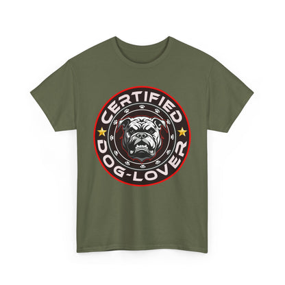 Certified Dog Lover Unisex Tee - Bulldog Print Design, GraphicTees, t-shirt, tshirt, png