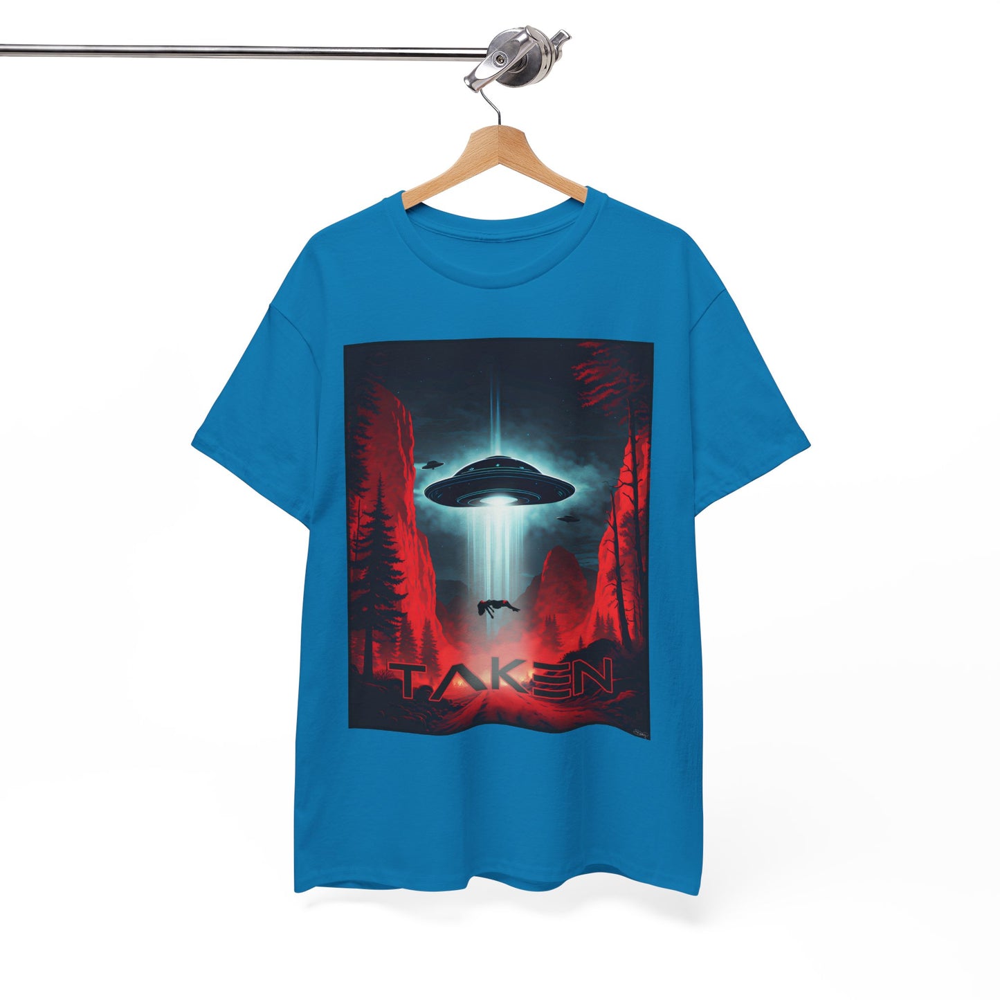 Taken, Unisex Heavy Cotton Tee, UFO inspired t-shirt, graphic design, art, png, t-shirts, tshirts, tee