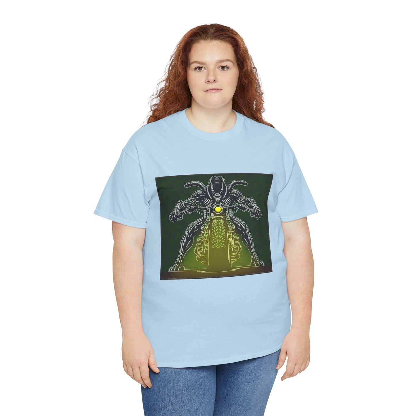 Alien Biker Neon Sci‑Fi Motorcycle T-Shirt
