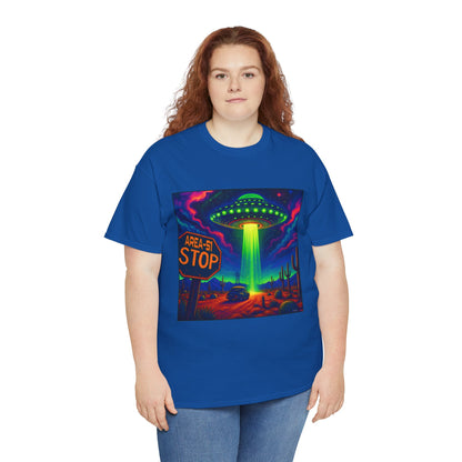 Area 51 Stop UFO Abduction T-Shirt — Neon Alien Invasion Tee