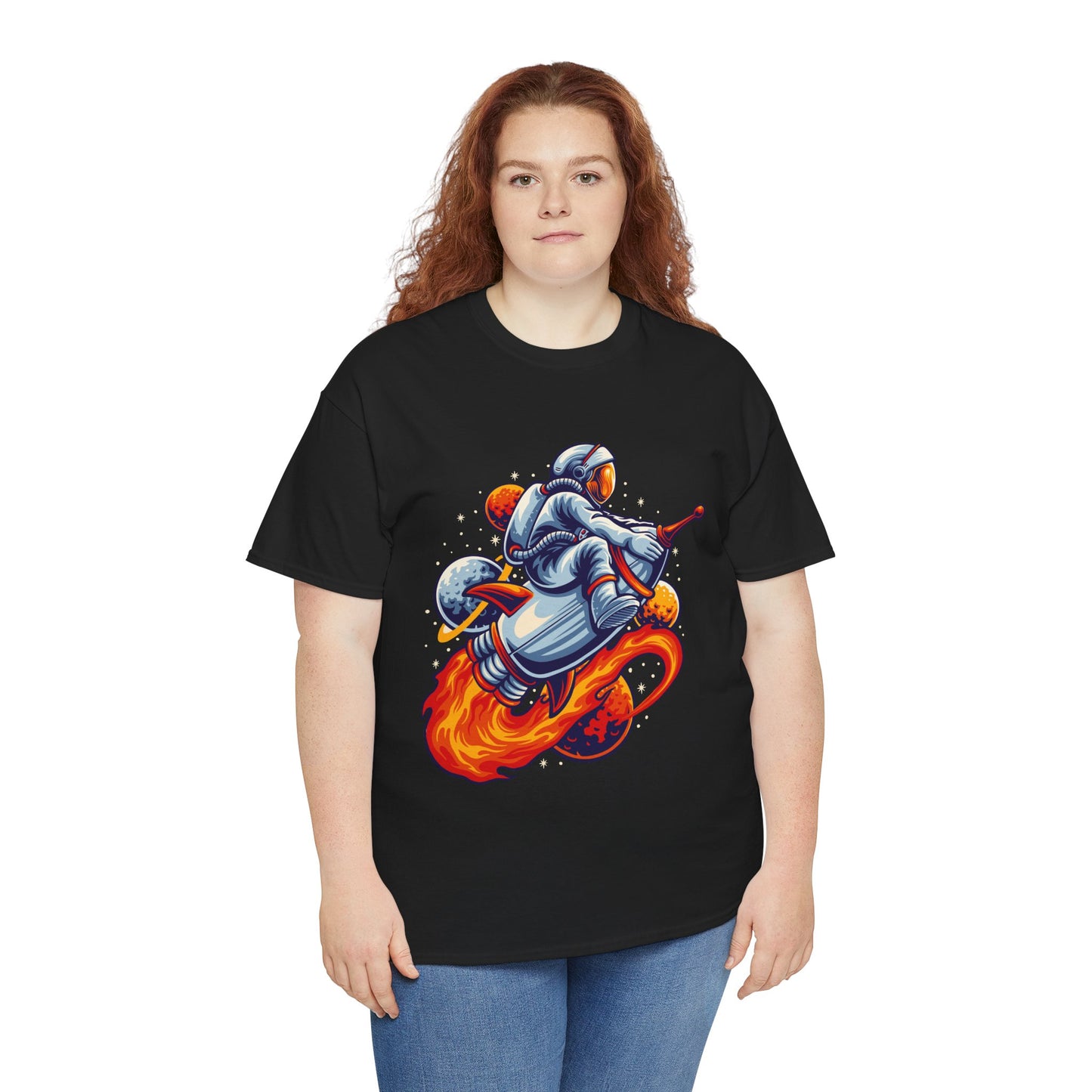 Retro Space Explorer Unisex Heavy Cotton Tee, graphic designed, tees, t-shirt, t-shirts, png