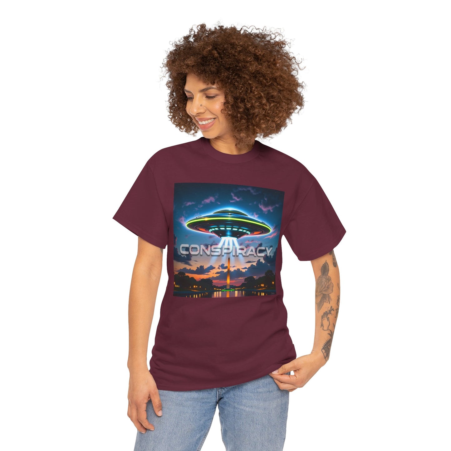 Retro Neon Alien UFO T-Shirt — "Conspiracy at DC" Graphic Tee