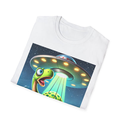 Cute Alien Dinosaur Unisex T-Shirt, Fun Graphic Tee, Kids & Adults, Space Theme, Playful Gift Idea, Birthday, Casual Wear