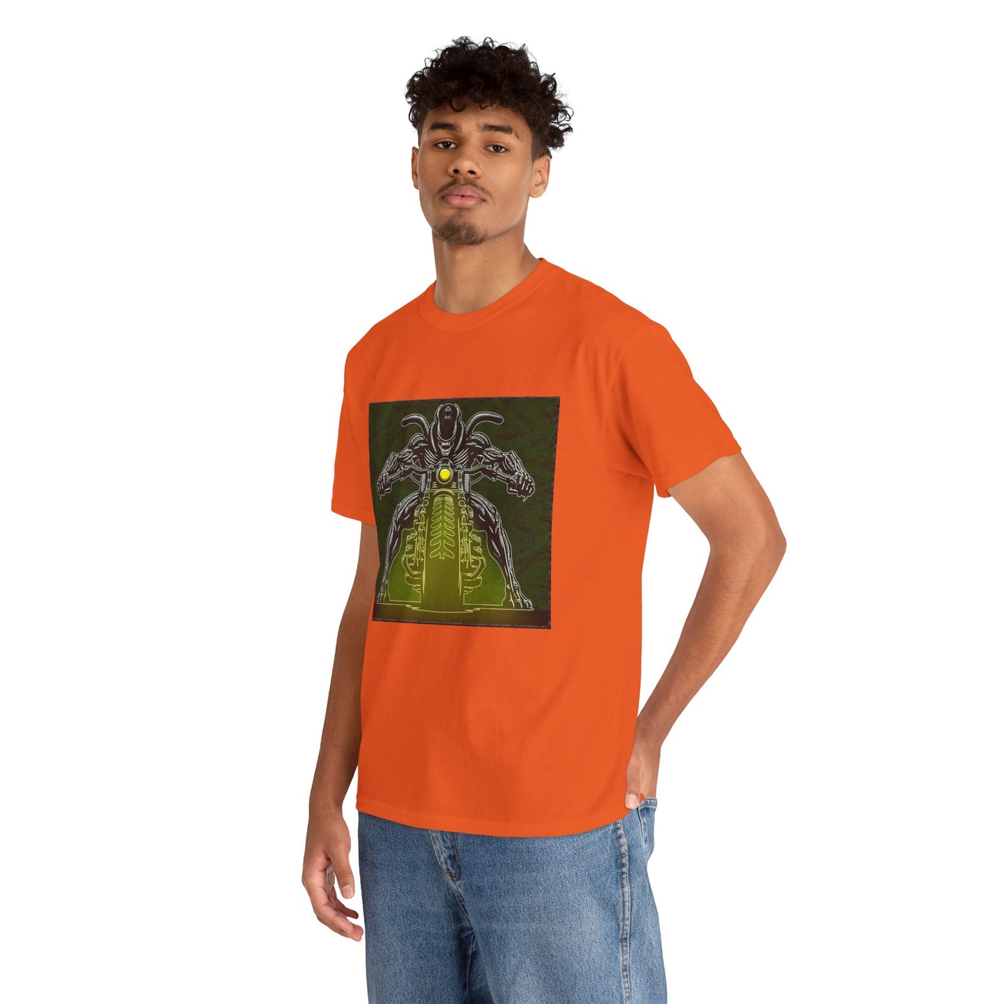 Alien Biker Neon Sci‑Fi Motorcycle T-Shirt
